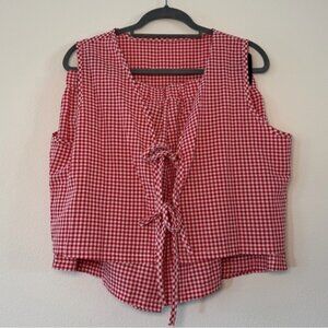 Red Gingham Sleeveless Top